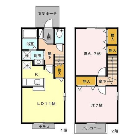 セトルセブン　Ａ/Ｂ（高崎市貝沢町）の物件間取画像